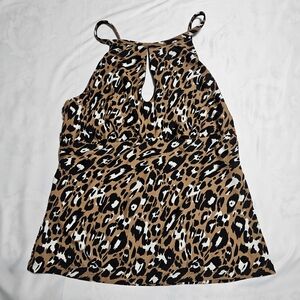 Ellen Tracy Tan and Black Animal Print Camisole